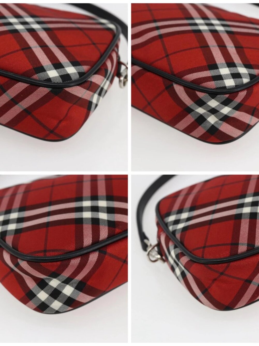 BURBERRY Nova Check Blue Label Accessory Pouch Nylon Red Black Auth am10838V - Picture 14 of 16
